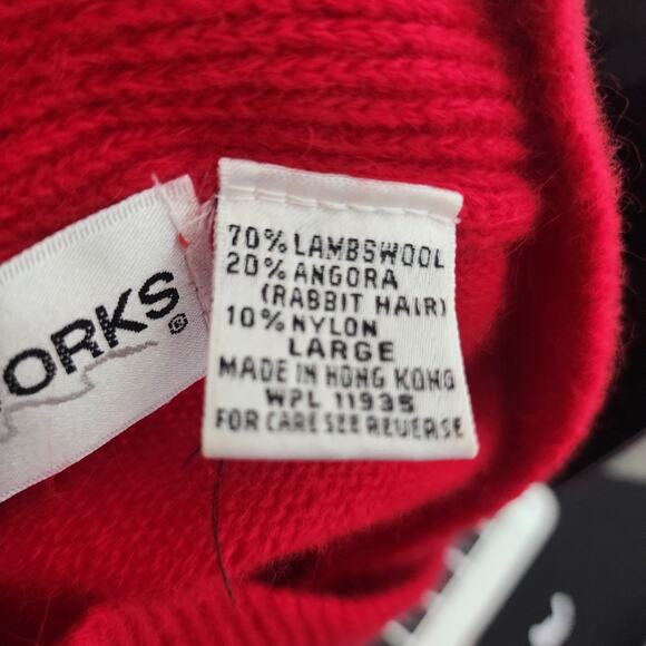 Vintage Yarn Works Red Lambswool Angora Rabbit hair Size M? Valentines Christmas - Picture 4 of 9